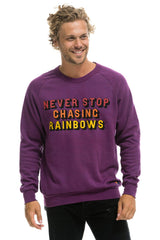 NEVER STOP CHASING RAINBOWS CREW SWEATSHIRT - PURPLE
