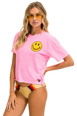 SMILEY 2 BOYFRIEND TEE - NEON PINK