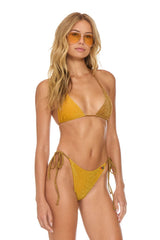 SPARKLE 2 TONE TURKS TRIANGLE BIKINI TOP - GOLD // MOCHA