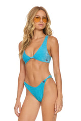 SPARKLE RIVIERA KNOT CHEEKY BIKINI BOTTOMS - SKY