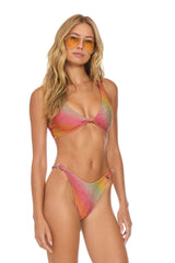 SPARKLE RIVIERA KNOT FRONT TOP BIKINI TOP - RAINBOW