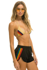 WOMEN'S 5 STRIPE FLEX BOARD SHORTS - BLACK // RAINBOW