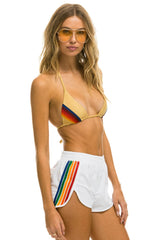 WOMEN'S 5 STRIPE FLEX BOARD SHORTS - WHITE // RAINBOW