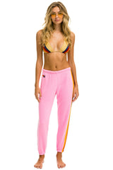 5 STRIPE SWEATPANTS - NEON PINK