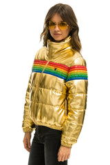 6 STRIPE LUXE APRES PUFFER JACKET - GLOSSY GOLDEN