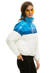 COLOR BLOCK LUXE APRES PUFFER JACKET - GLOSSY WHITE DRESDEN