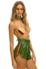 HIGH RISE 5 STRIPE NYLON JOGGER SHORT - GARDEN GREEN