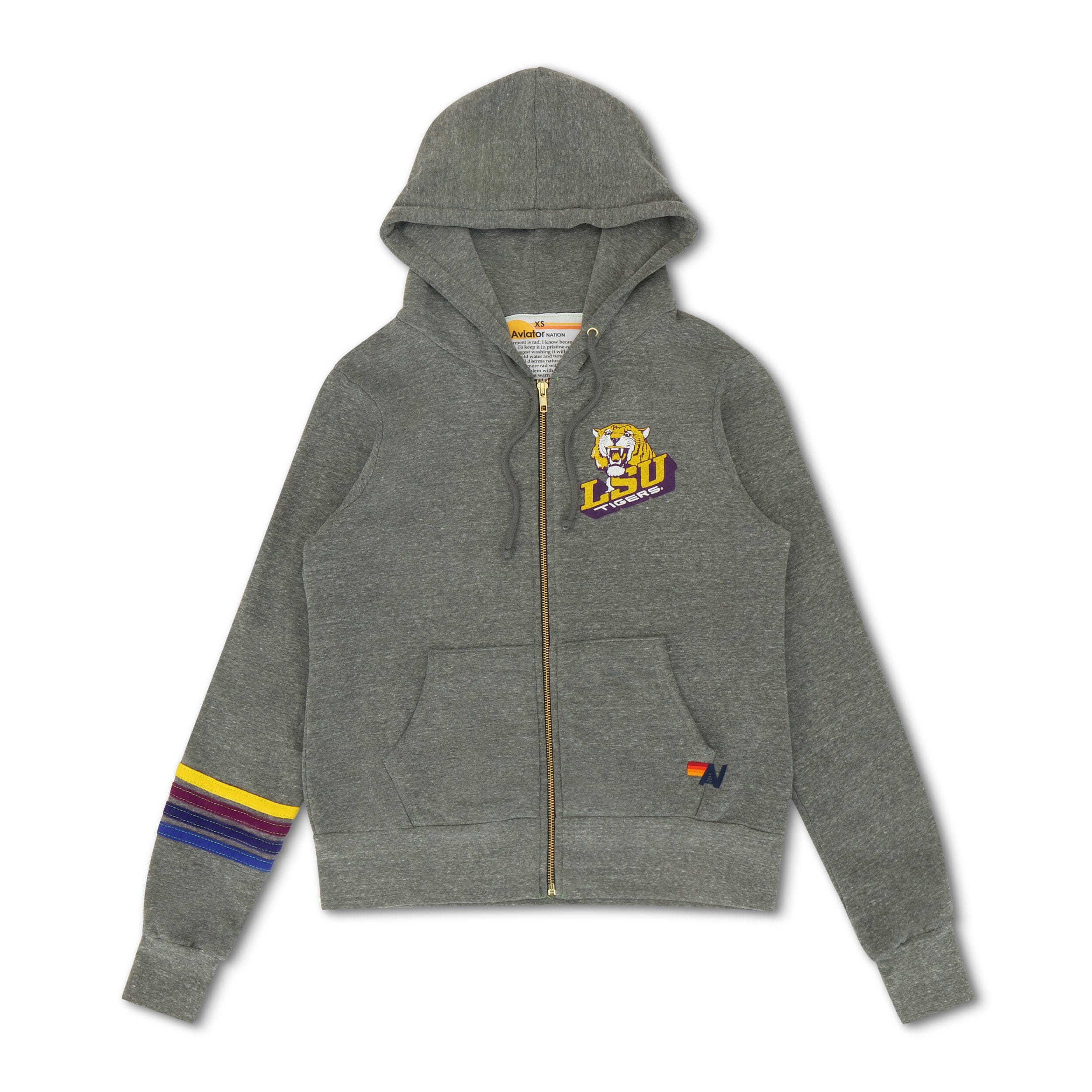 LSU BOLT ZIP HOODIE  - HEATHER GREY