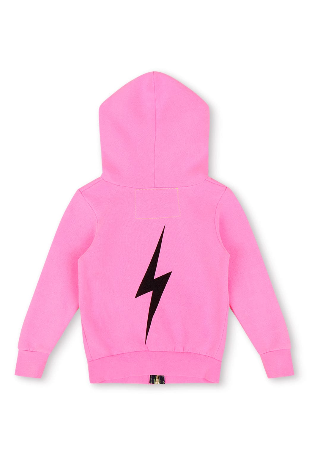 KIDS BOLT PRINT ZIP HOODIE - NEON PINK