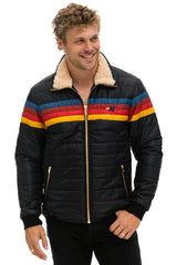4 STRIPE RAINBOW SLEEVE JACKET - BLACK