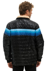 4 STRIPE JACKET -  GLOSSY BLACK // BLUE