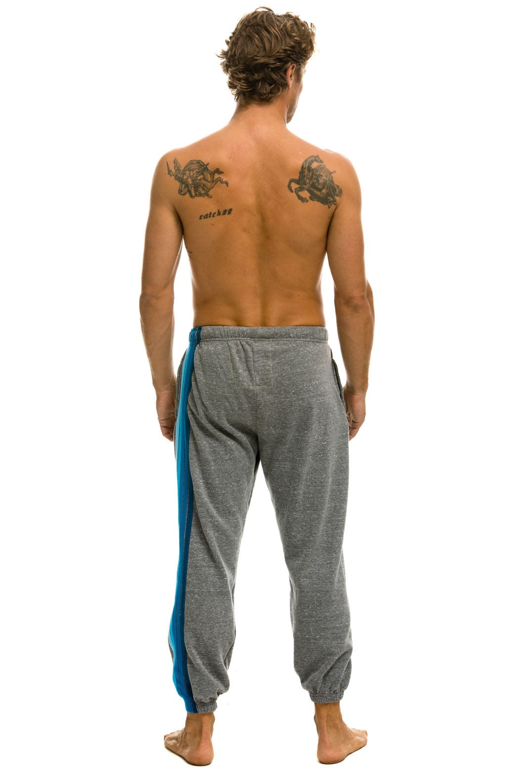 5 STRIPE SWEATPANTS - HEATHER GREY // BLUE