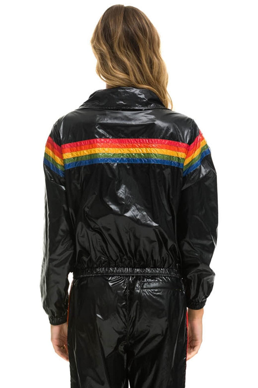 5 STRIPE WINDBREAKER - BLACK GLOSSY