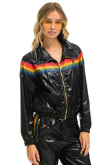 5 STRIPE WINDBREAKER - BLACK GLOSSY