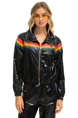 5 STRIPE WINDBREAKER - BLACK GLOSSY