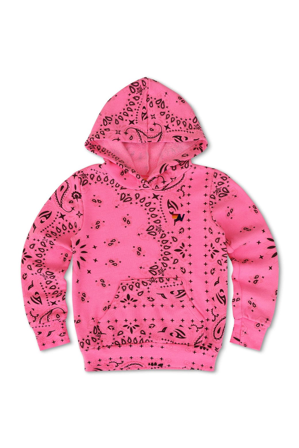 KID'S BANDANA PULLOVER HOODIE - NEON PINK