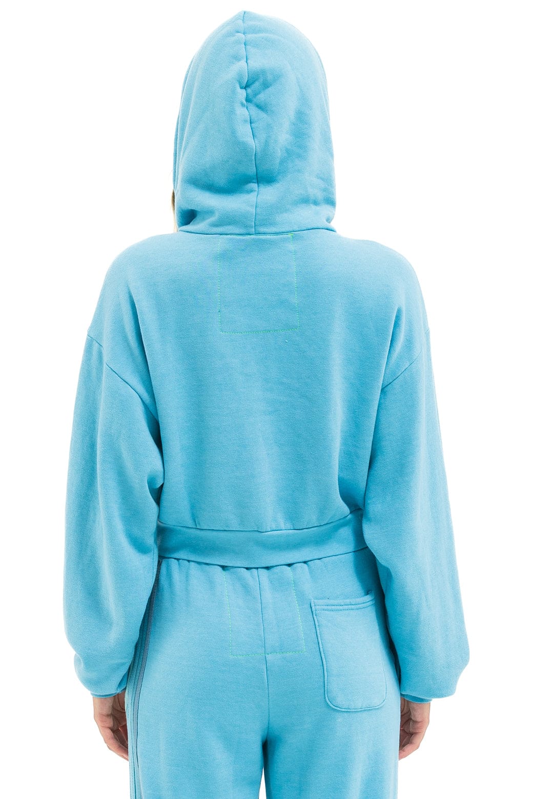 5 STRIPE CROPPED ZIP HOODIE RELAXED - AQUA // AQUA
