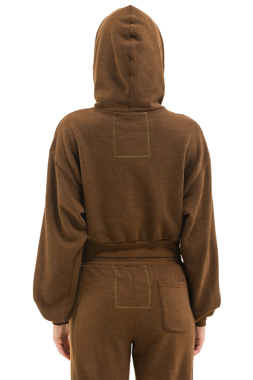 5 STRIPE CROPPED ZIP HOODIE RELAXED - CHOCOLATE // ESPRESSO