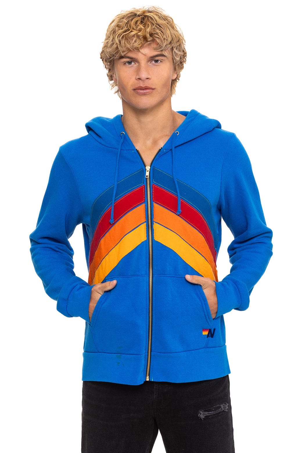 MOUNTAIN STITCH CHEVRON 4 ZIP HOODIE - ADVENTURE BLUE