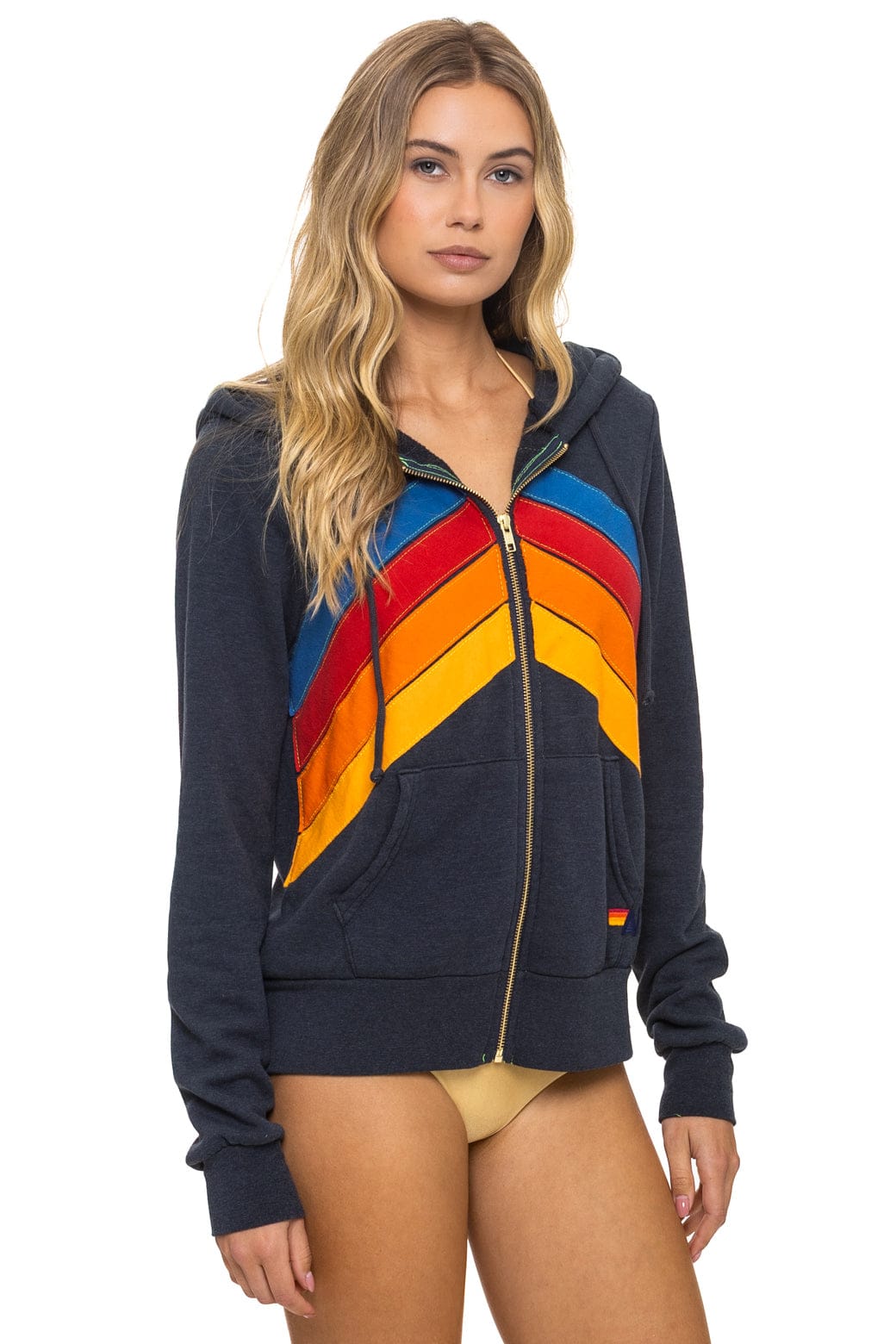 MOUNTAIN STITCH CHEVRON 4 ZIP HOODIE - CHARCOAL