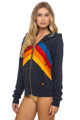 MOUNTAIN STITCH CHEVRON 4 ZIP HOODIE - CHARCOAL