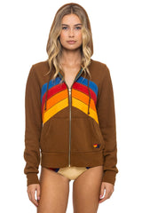 MOUNTAIN STITCH CHEVRON 4 ZIP HOODIE - CINNAMON