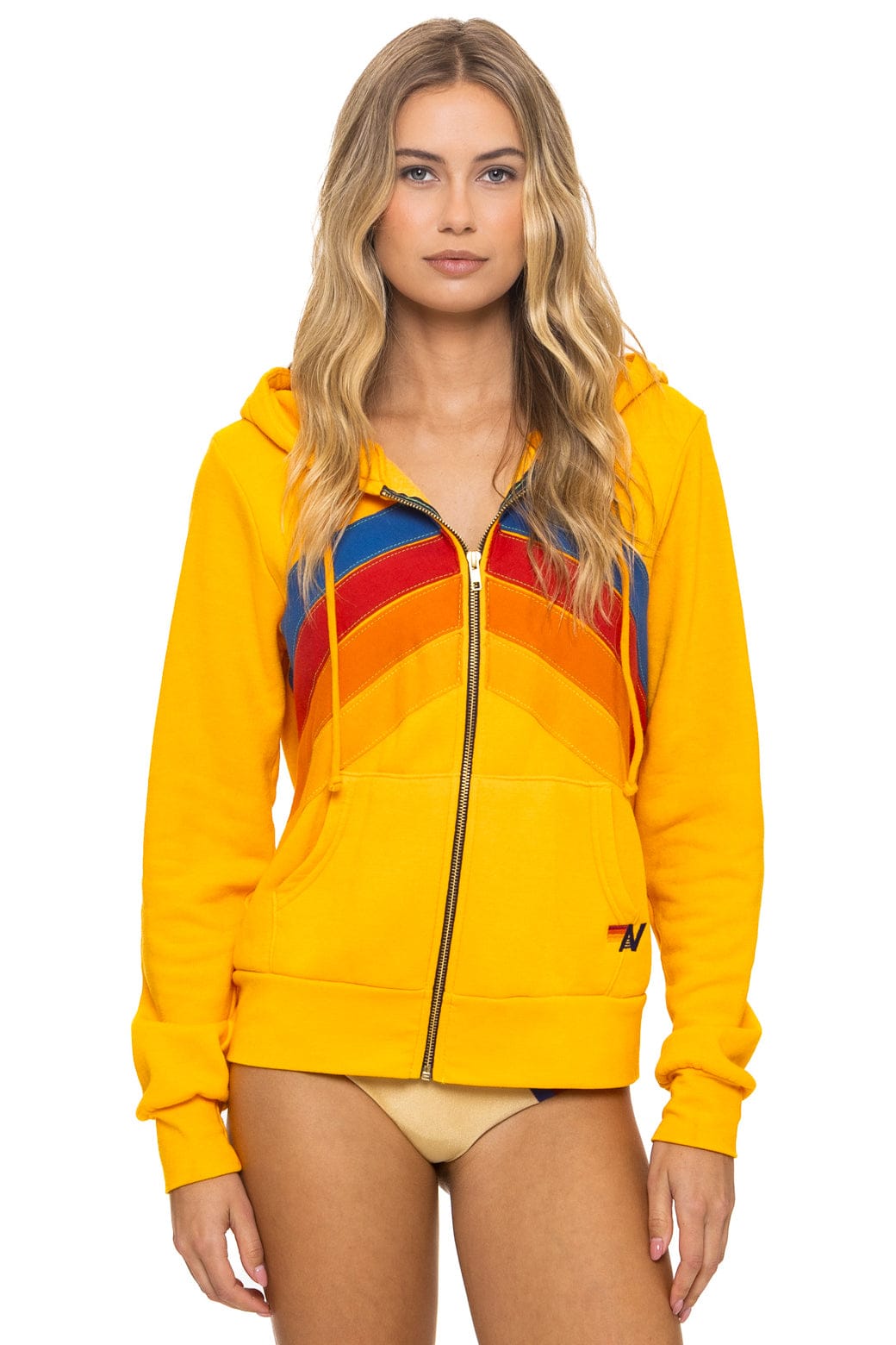 MOUNTAIN STITCH CHEVRON 4 ZIP HOODIE - GOLD