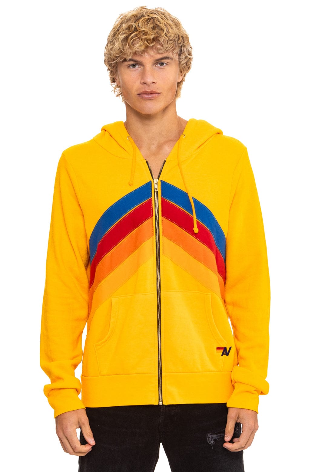 MOUNTAIN STITCH CHEVRON 4 ZIP HOODIE - GOLD