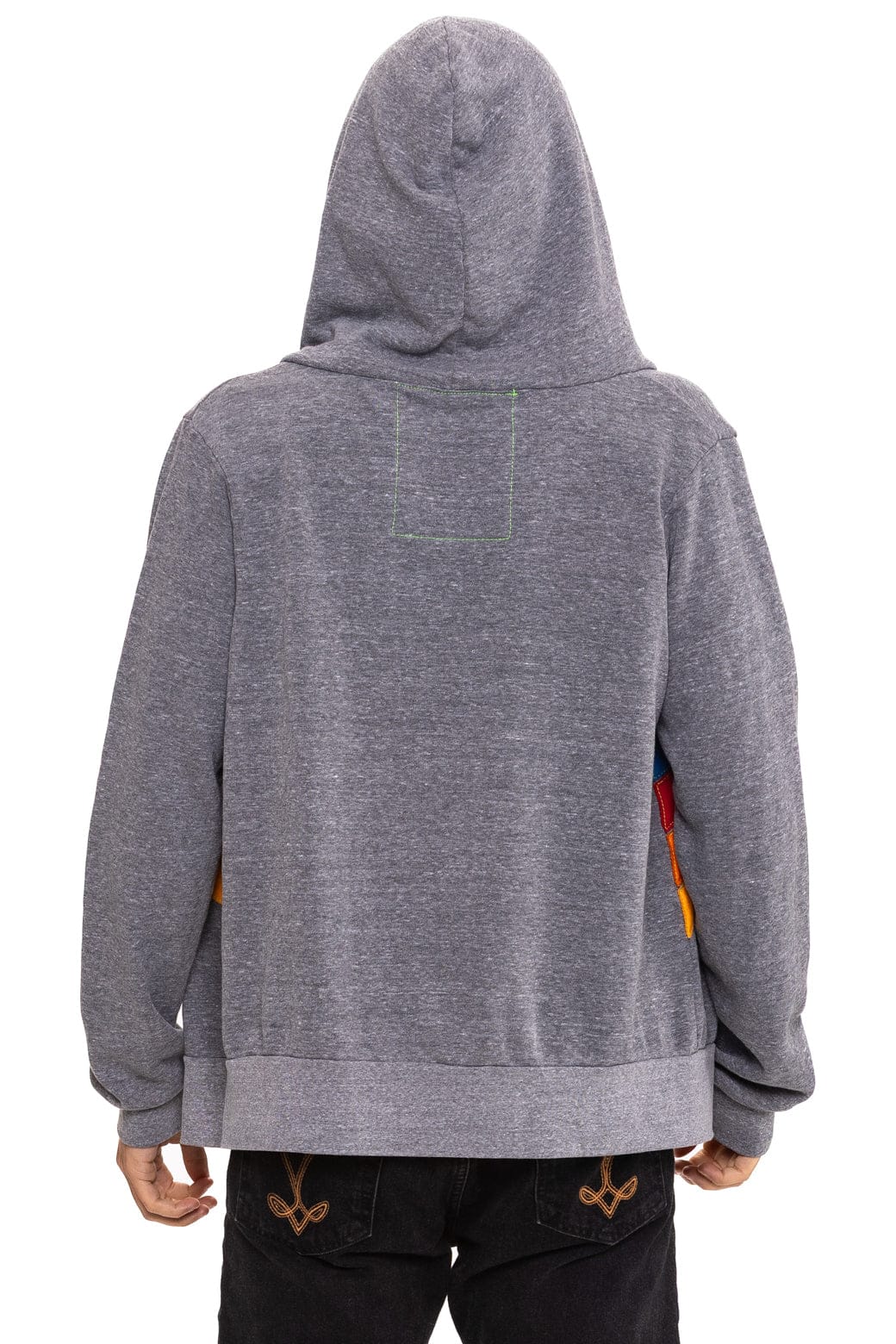 MOUNTAIN STITCH CHEVRON 4 ZIP HOODIE - HEATHER GREY