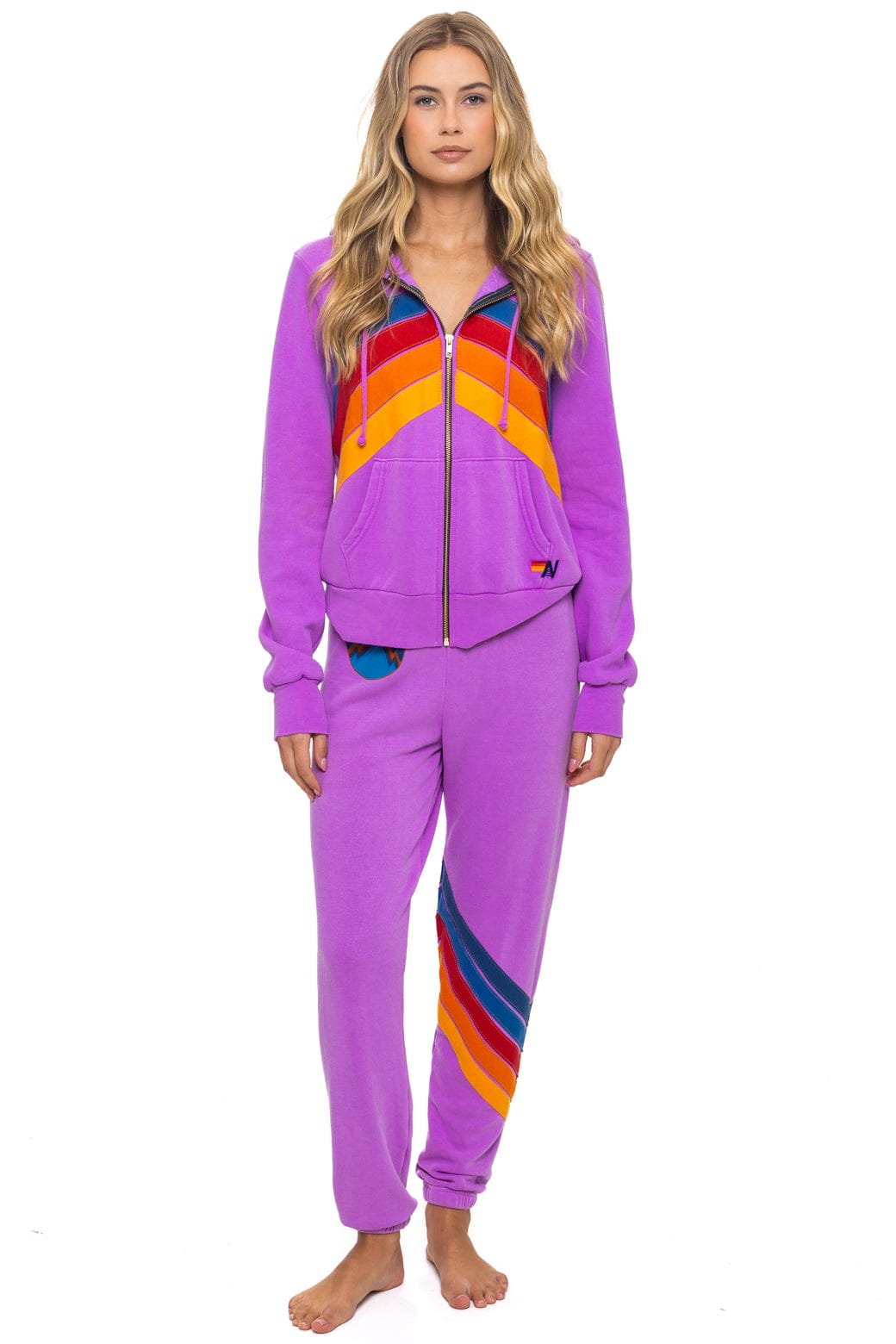 MOUNTAIN STITCH CHEVRON 4 ZIP HOODIE - NEON PURPLE