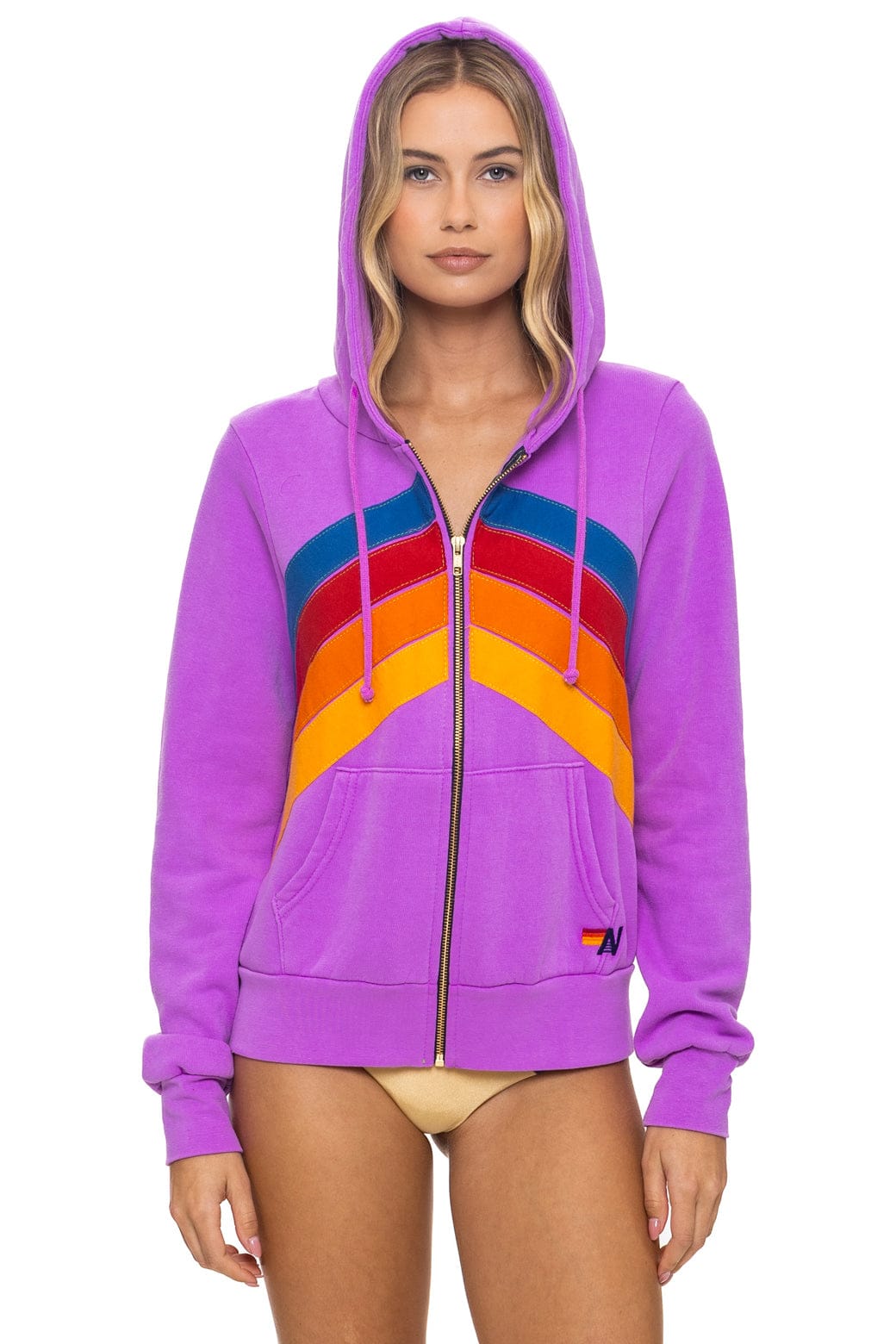 MOUNTAIN STITCH CHEVRON 4 ZIP HOODIE - NEON PURPLE