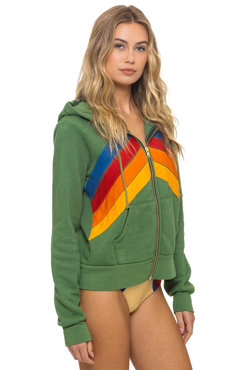 MOUNTAIN STITCH CHEVRON 4 ZIP HOODIE - PALM