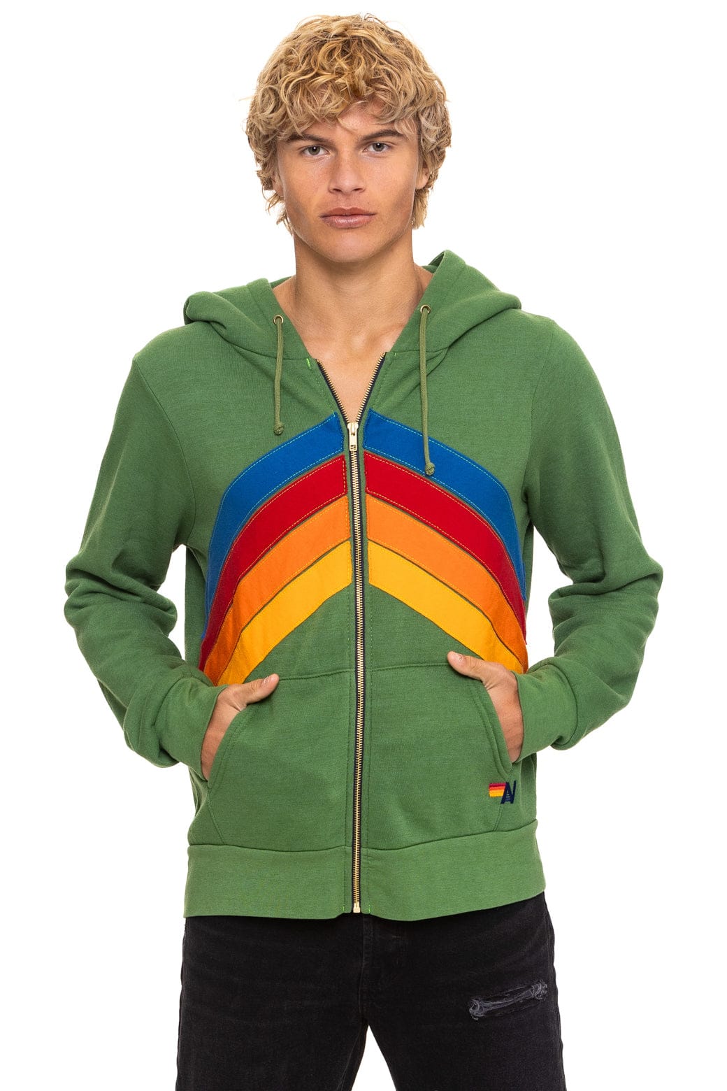 MOUNTAIN STITCH CHEVRON 4 ZIP HOODIE - PALM
