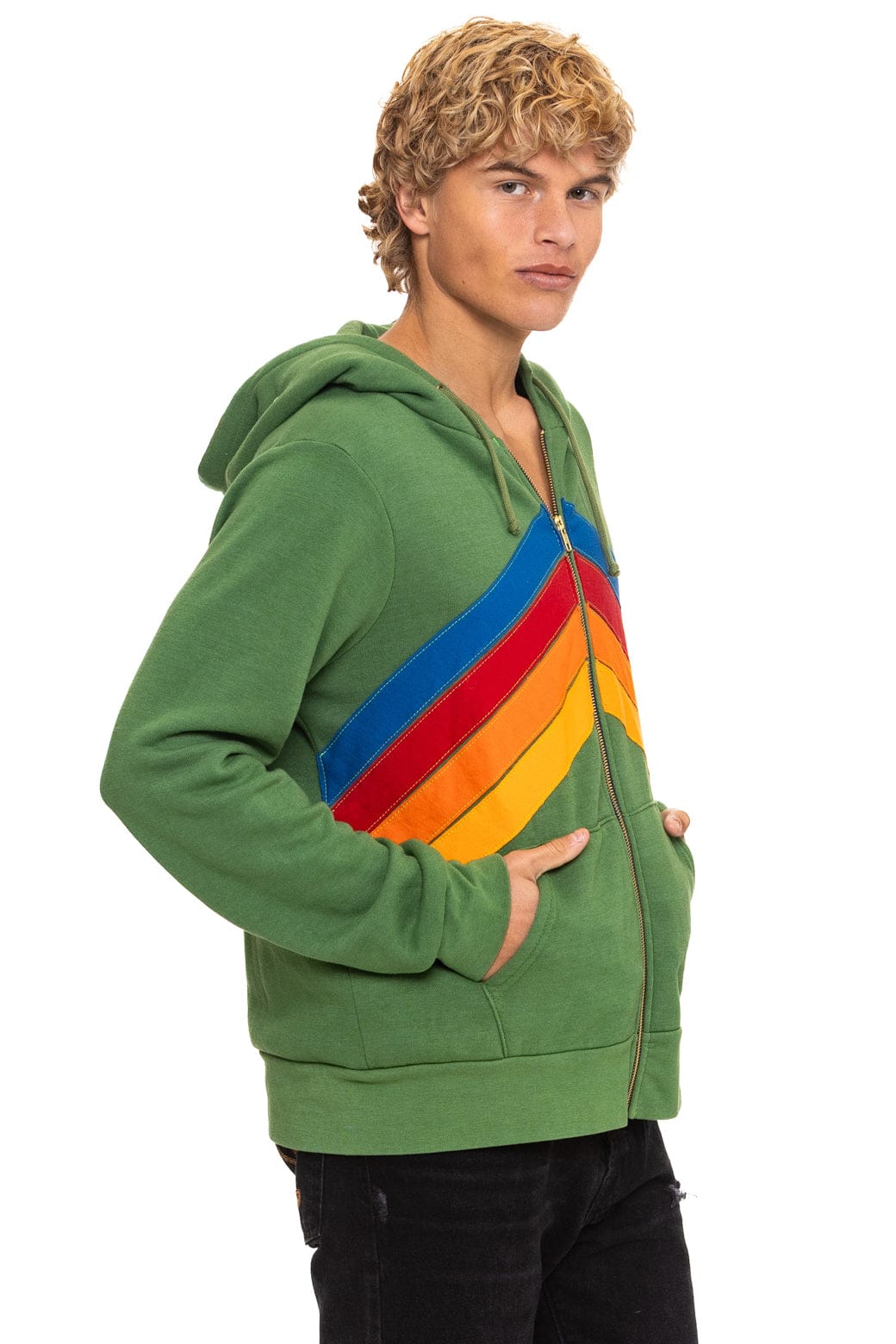 MOUNTAIN STITCH CHEVRON 4 ZIP HOODIE - PALM