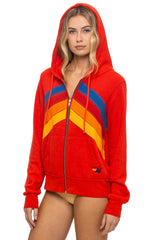 MOUNTAIN STITCH CHEVRON 4 ZIP HOODIE - RED
