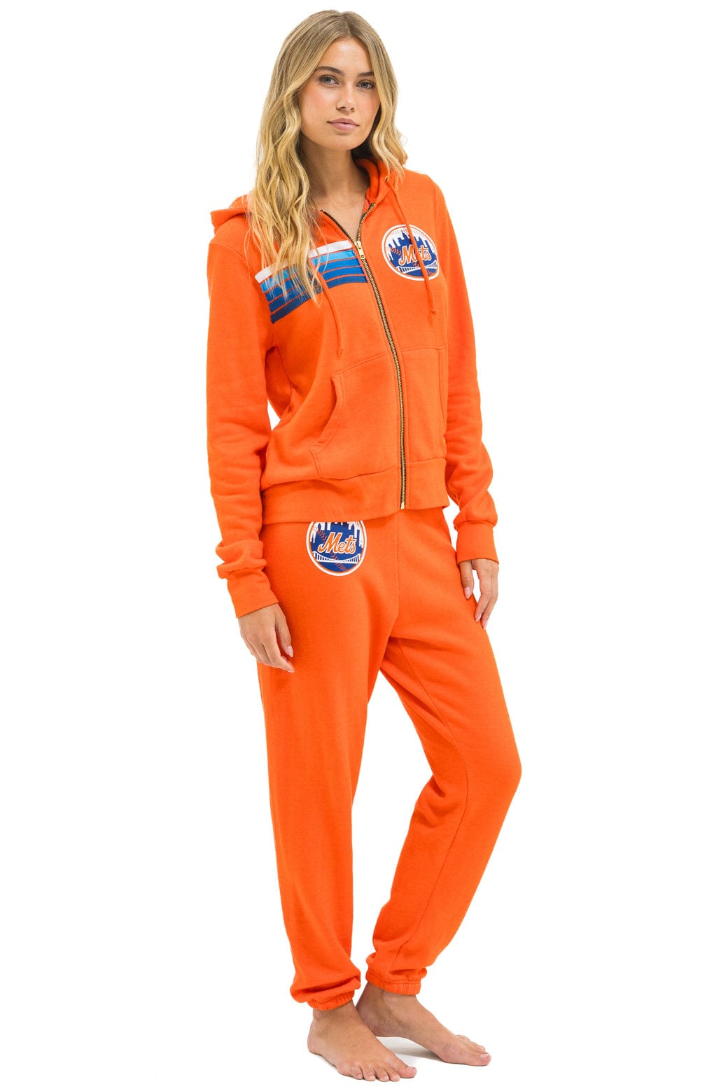 NY METS 5 STRIPE UNISEX SWEATPANTS - ORANGE // BLUE