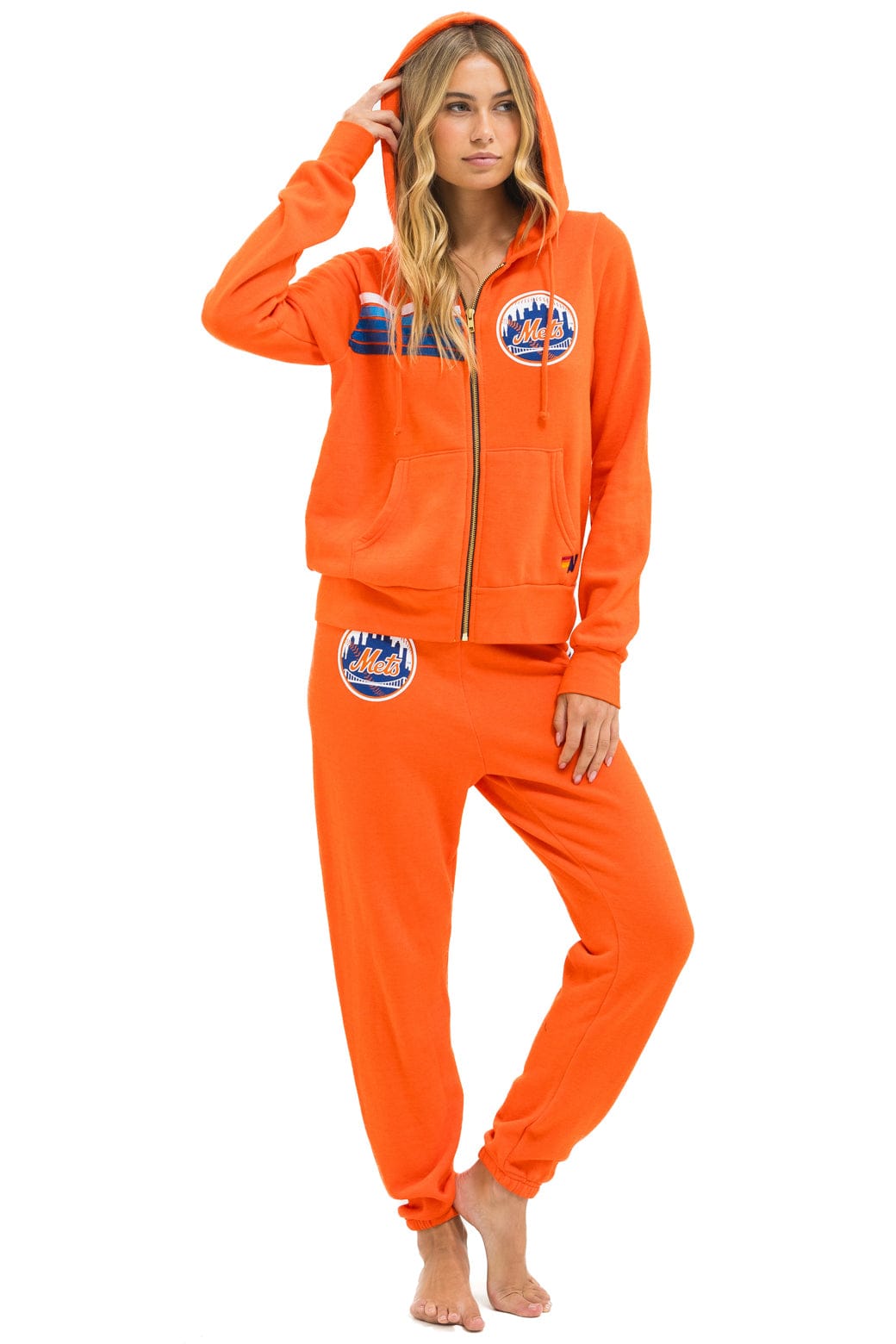 NY METS 5 STRIPE UNISEX SWEATPANTS - ORANGE // BLUE