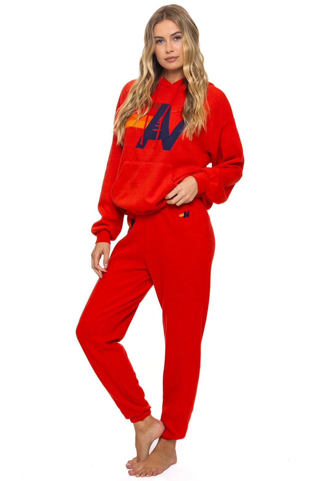 LOGO PULLOVER RELAXED HOODIE - RED