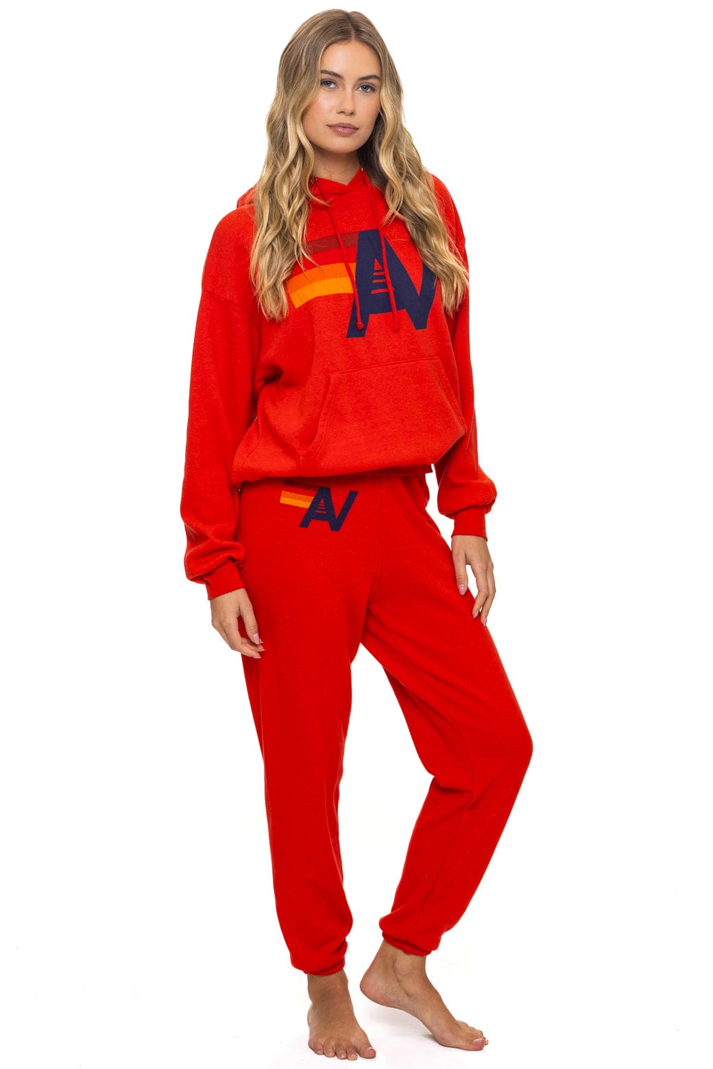 LOGO PULLOVER RELAXED HOODIE - RED