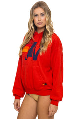 LOGO PULLOVER RELAXED HOODIE - RED