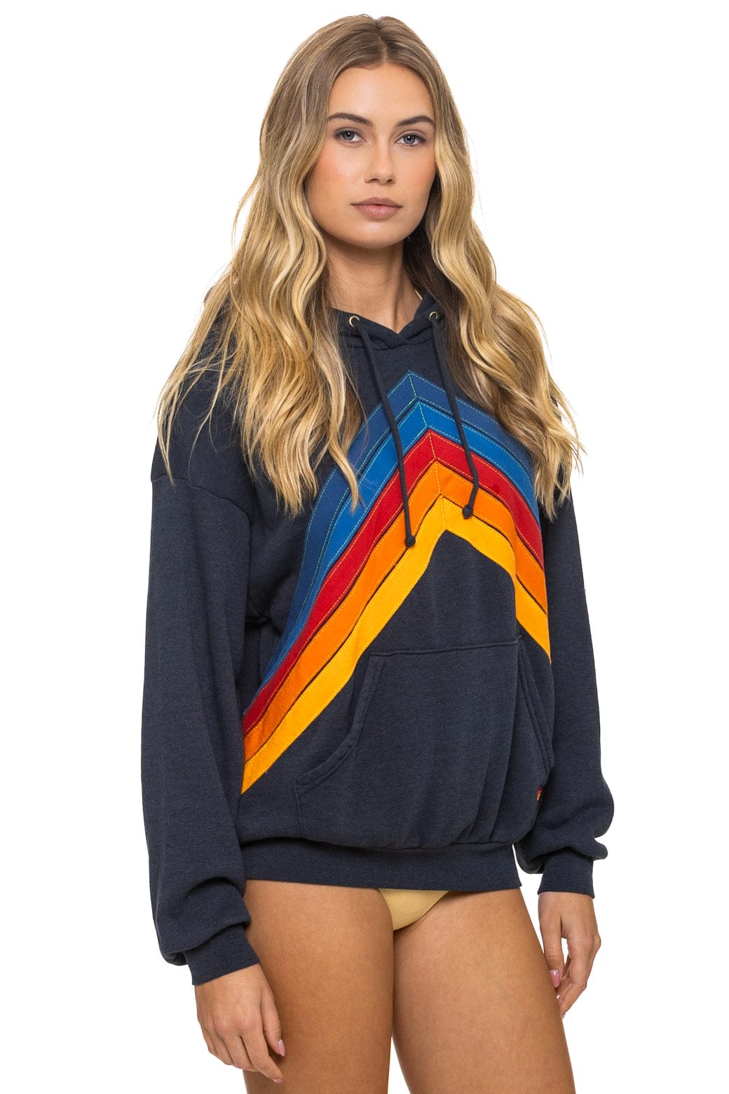 MOUNTAIN STITCH CHEVRON PULLOVER HOODIE RELAXED - CHARCOAL
