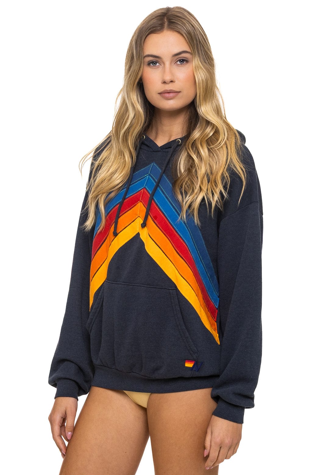 MOUNTAIN STITCH CHEVRON PULLOVER HOODIE RELAXED - CHARCOAL