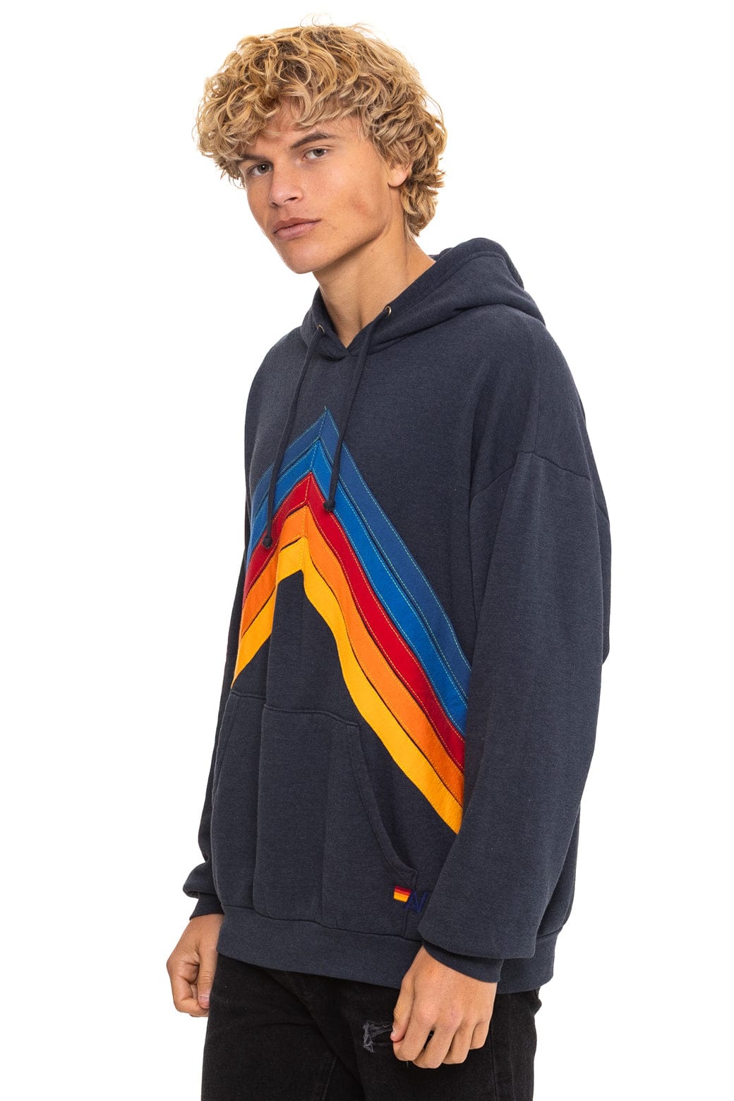 MOUNTAIN STITCH CHEVRON PULLOVER HOODIE RELAXED - CHARCOAL