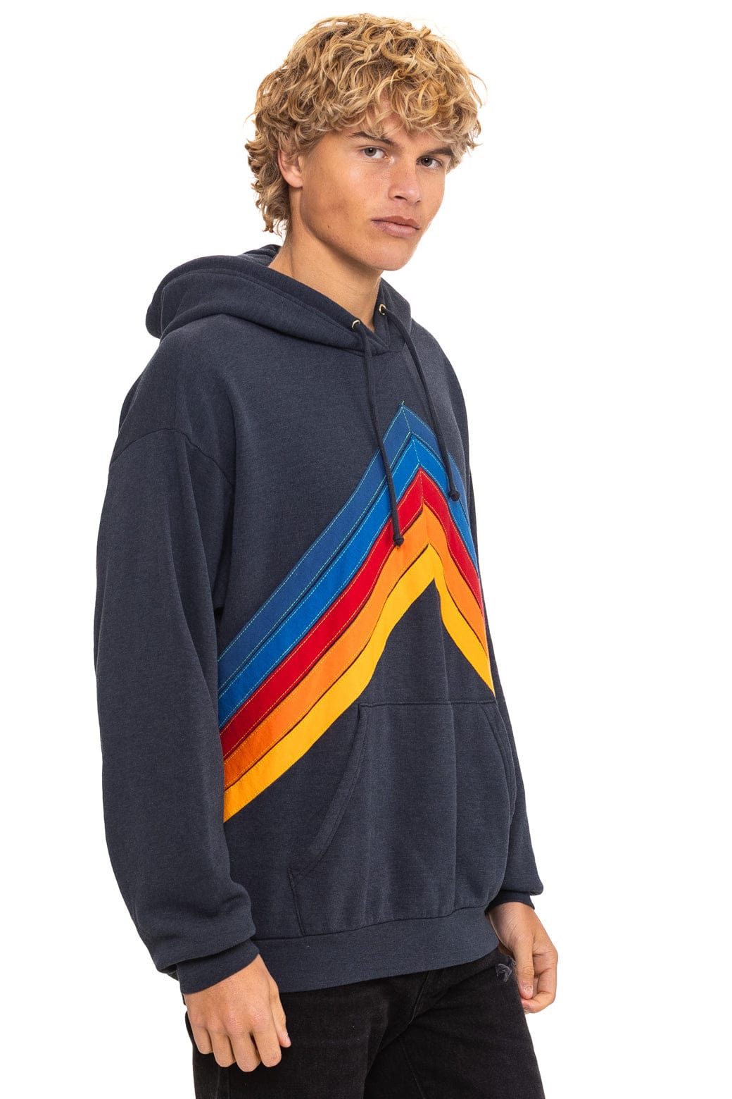 MOUNTAIN STITCH CHEVRON PULLOVER HOODIE RELAXED - CHARCOAL