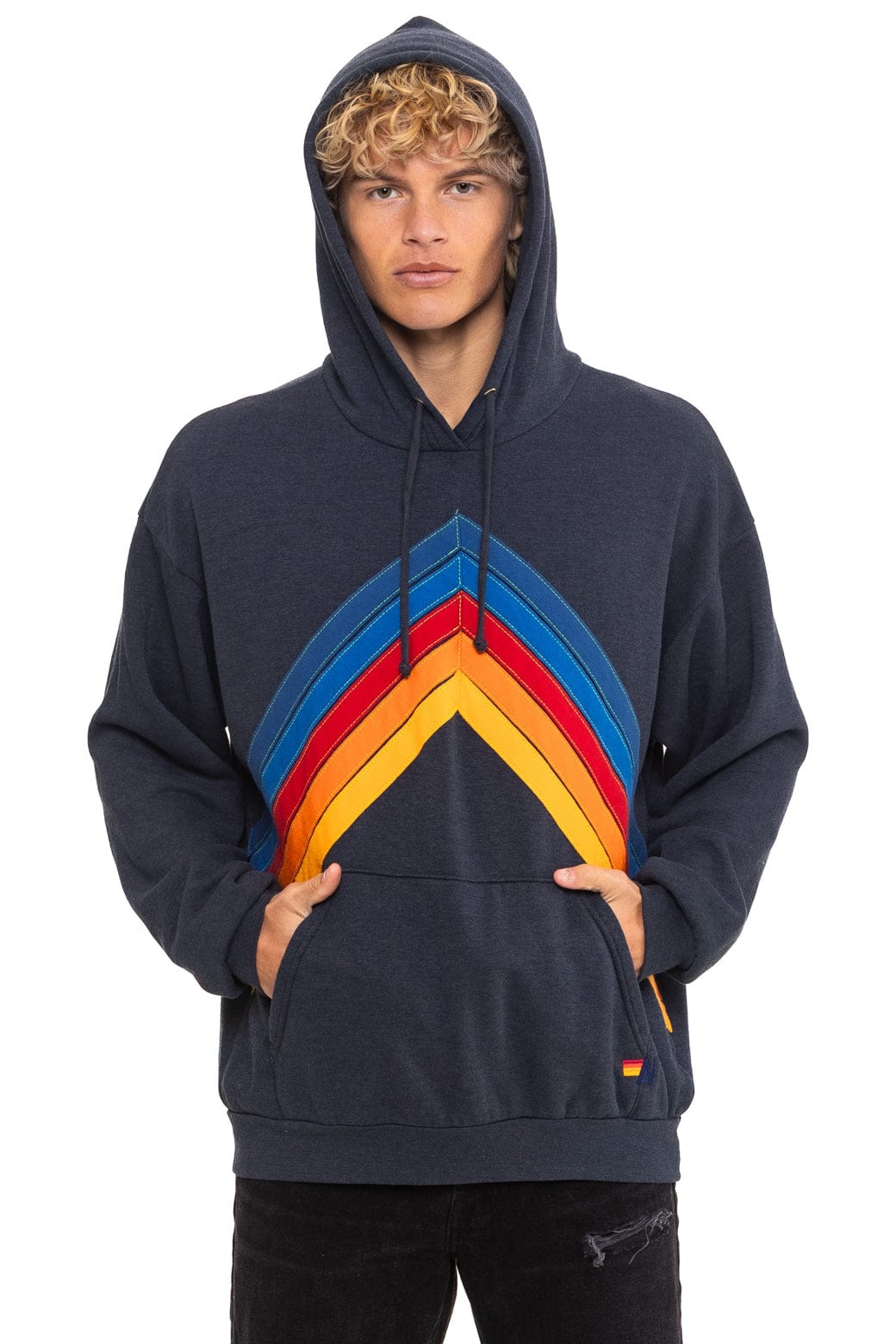 MOUNTAIN STITCH CHEVRON PULLOVER HOODIE RELAXED - CHARCOAL