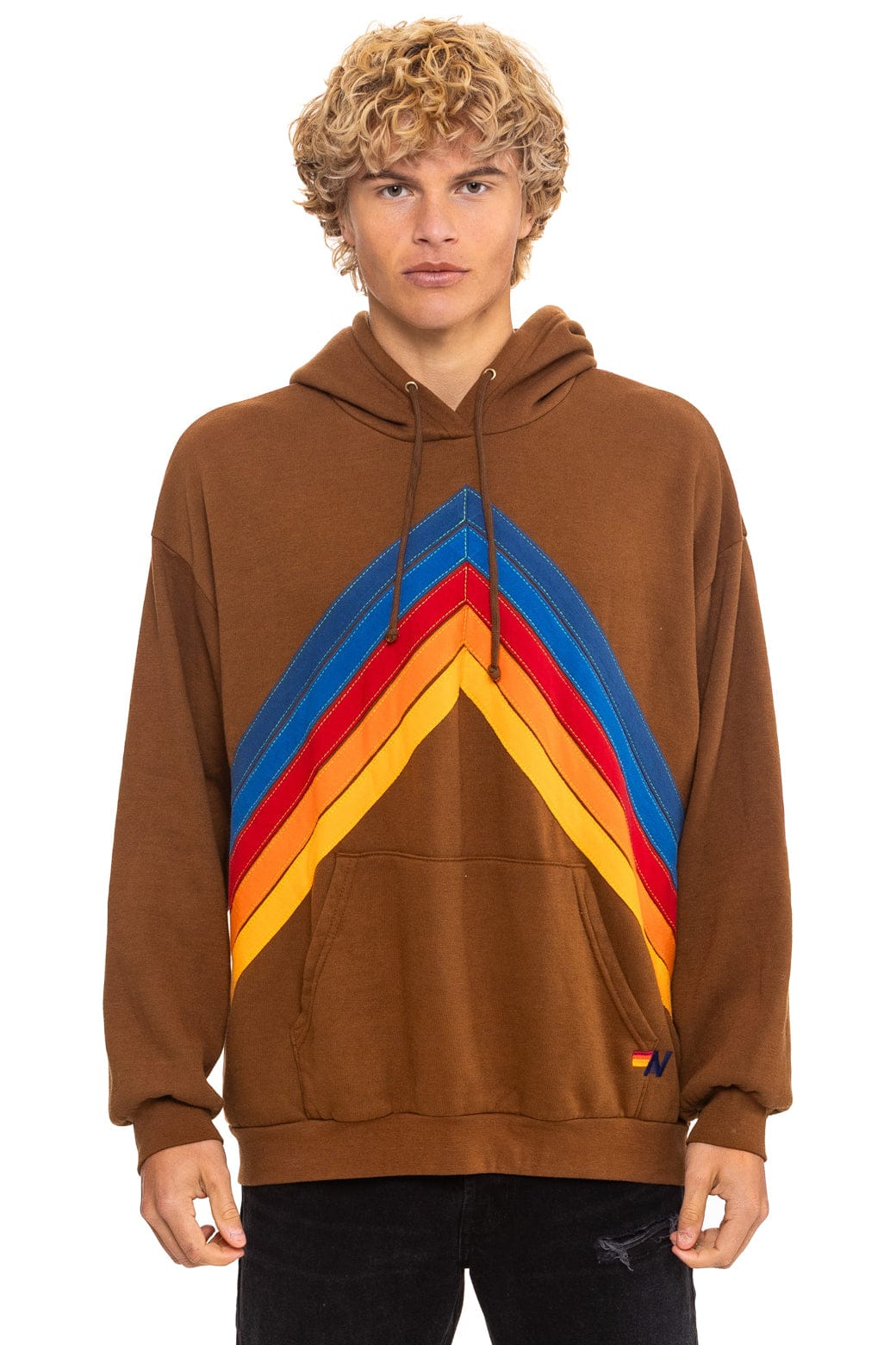 MOUNTAIN STITCH CHEVRON PULLOVER HOODIE RELAXED - CINNAMON