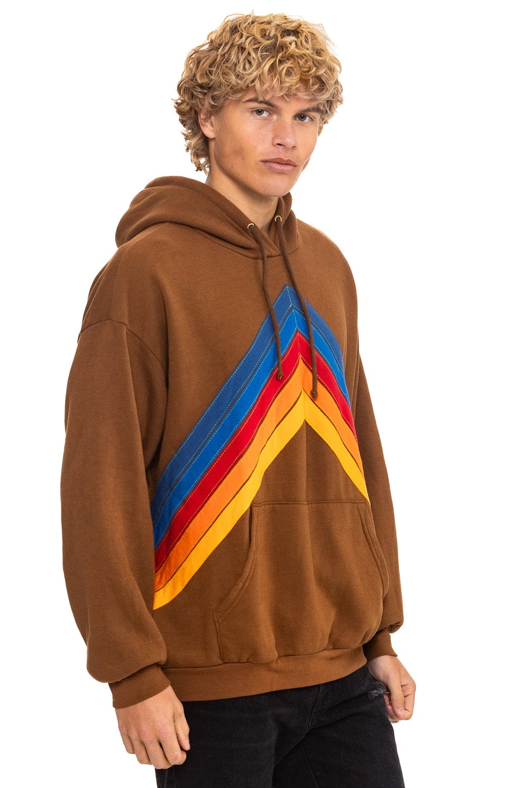 MOUNTAIN STITCH CHEVRON PULLOVER HOODIE RELAXED - CINNAMON