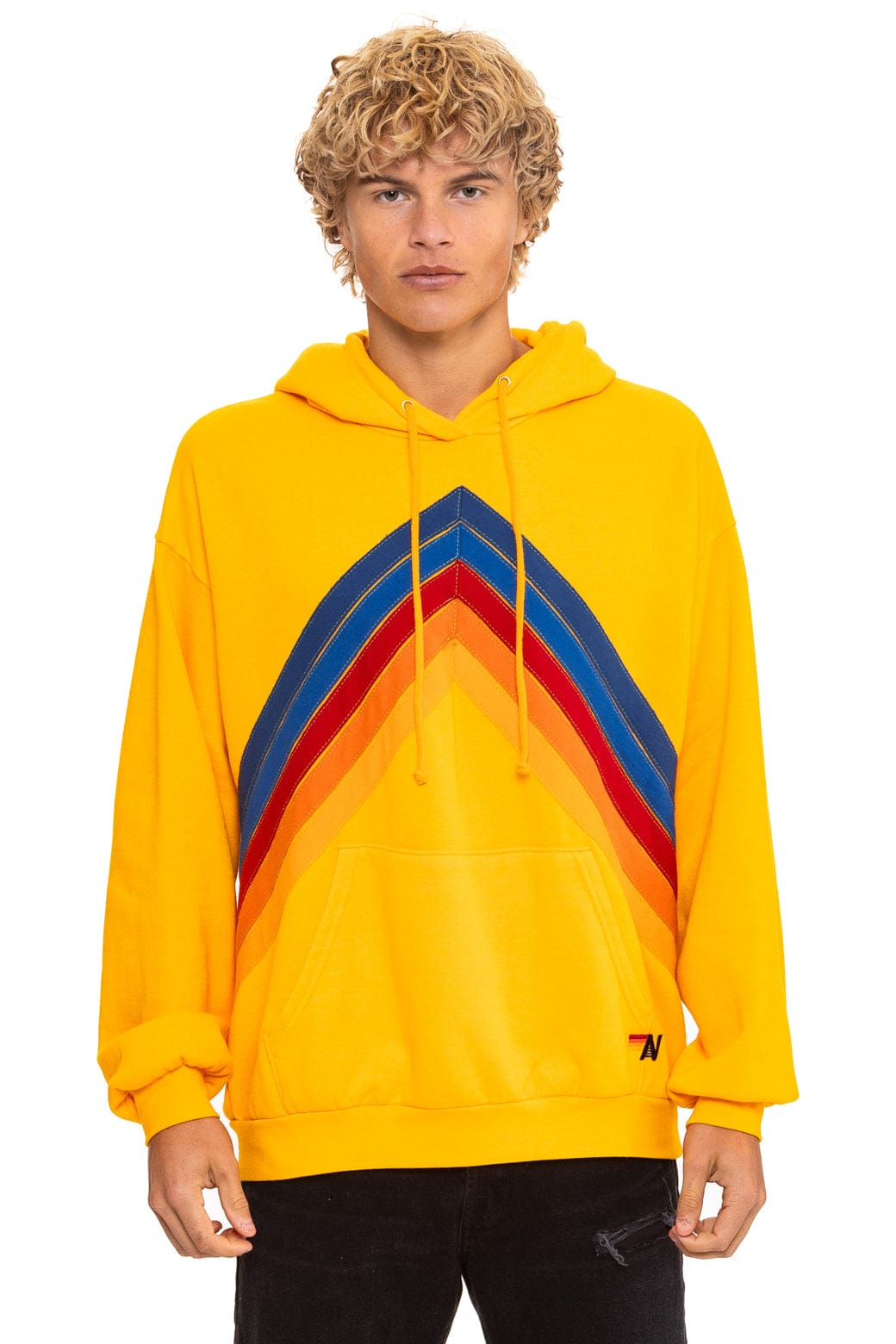MOUNTAIN STITCH CHEVRON PULLOVER HOODIE RELAXED - GOLD