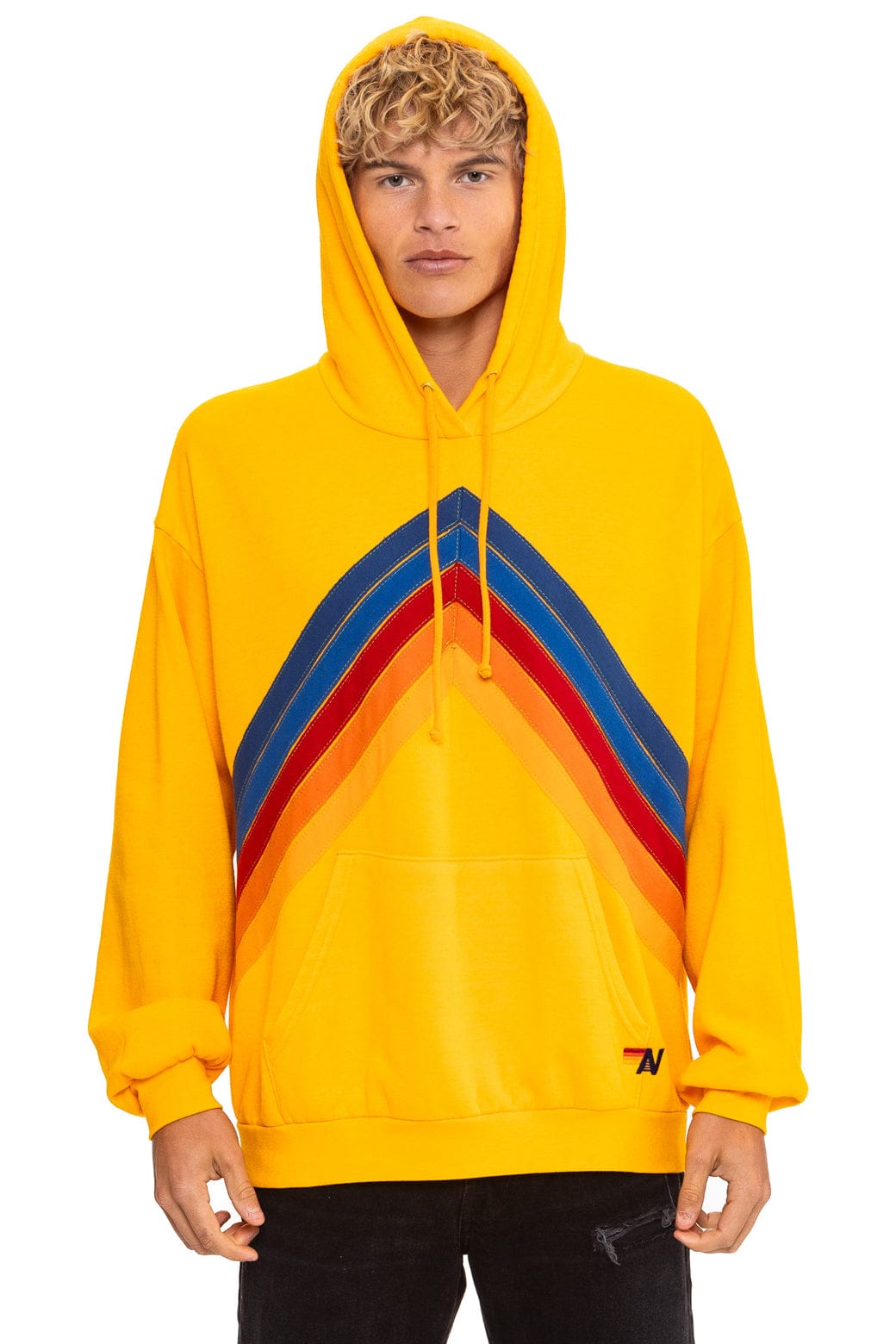 MOUNTAIN STITCH CHEVRON PULLOVER HOODIE RELAXED - GOLD