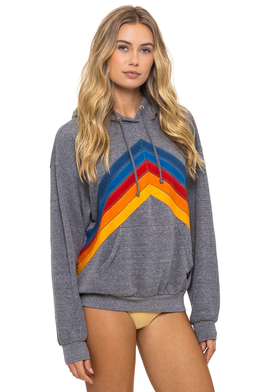MOUNTAIN STITCH CHEVRON PULLOVER HOODIE RELAXED - HEATHER GREY